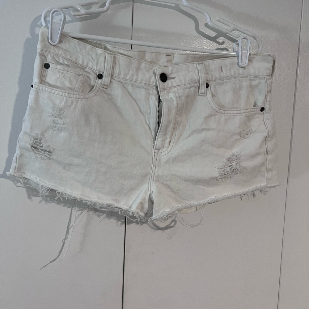 Ralph Lauren White Jean Shorts Distressed Frayed Hem